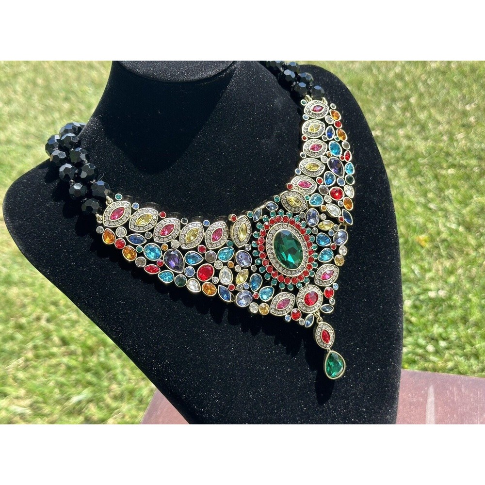 Heidi Daus "Worth Waiting for " Crystal 2Strand  Crystal Drop Statement Necklace